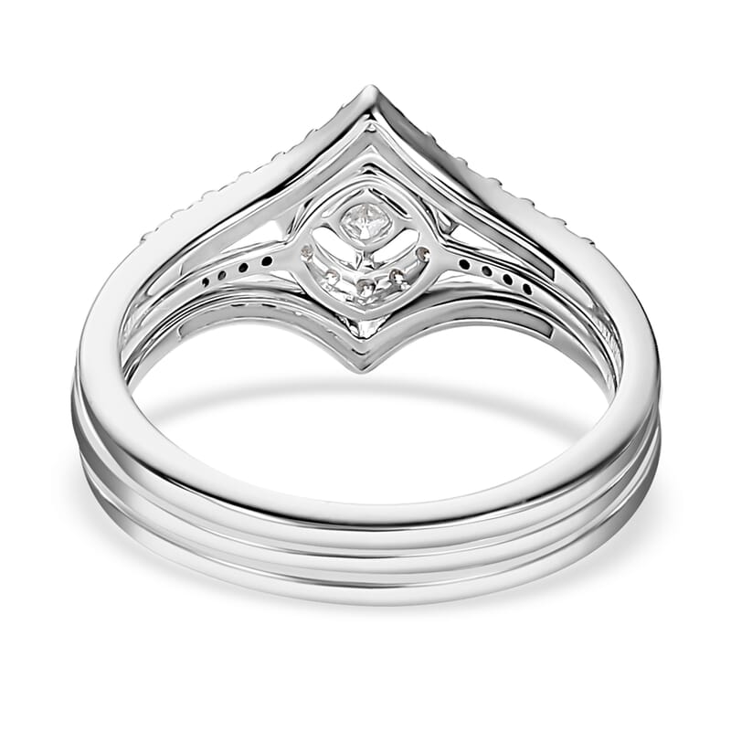 Luxoro SGL Certified 14K White Gold Diamond G-H I1 Set of 3 Stackable Ring (Size 7.0) 0.50 ctw