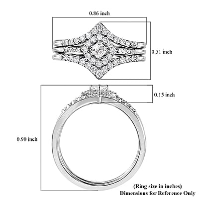 Luxoro SGL Certified 14K White Gold Diamond G-H I1 Set of 3 Stackable Ring (Size 7.0) 0.50 ctw