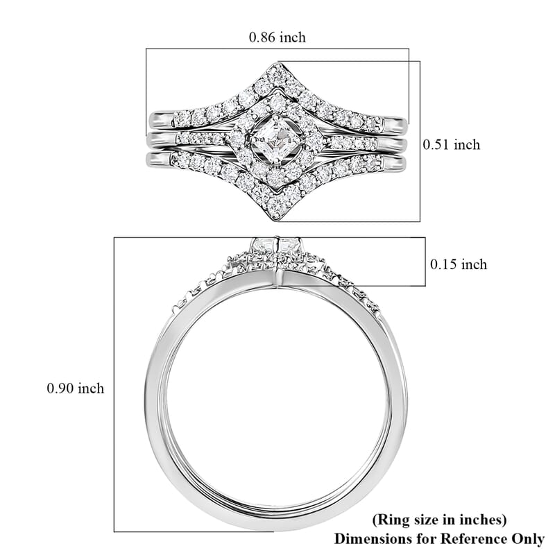 Luxoro SGL Certified 14K White Gold Diamond G-H I1 Set of 3 Stackable Ring (Size 7.0) 0.50 ctw