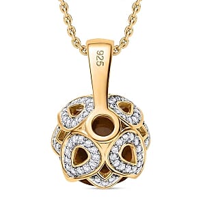 Citrine and White Zircon Pendant 7.52 ctw Necklace in Vermeil YG Over Sterling Silver 18 Inches