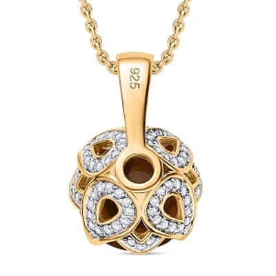 Citrine and White Zircon Pendant 7.52 ctw Necklace in Vermeil YG Over Sterling Silver 18 Inches