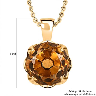 Citrine and White Zircon Pendant 7.52 ctw Necklace in Vermeil YG Over Sterling Silver 18 Inches