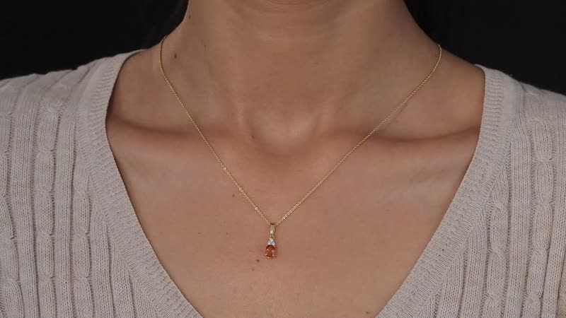 Premium Nigerian Spessartite Garnet and Moissanite Ring and Pendant Necklace 20 Inches in Vermeil Yellow Gold Over Sterling Silver 1.40 ctw