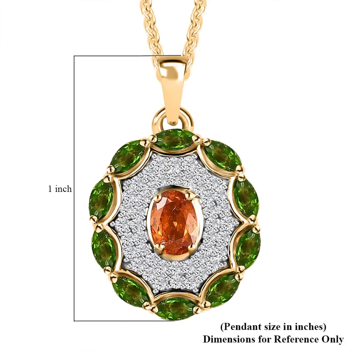 Premium Nigerian Spessartite Garnet and Multi Gemstone Pendant Necklace 20 Inches in Vermeil Yellow Gold Over Sterling Silver 1.90 ctw image number 6