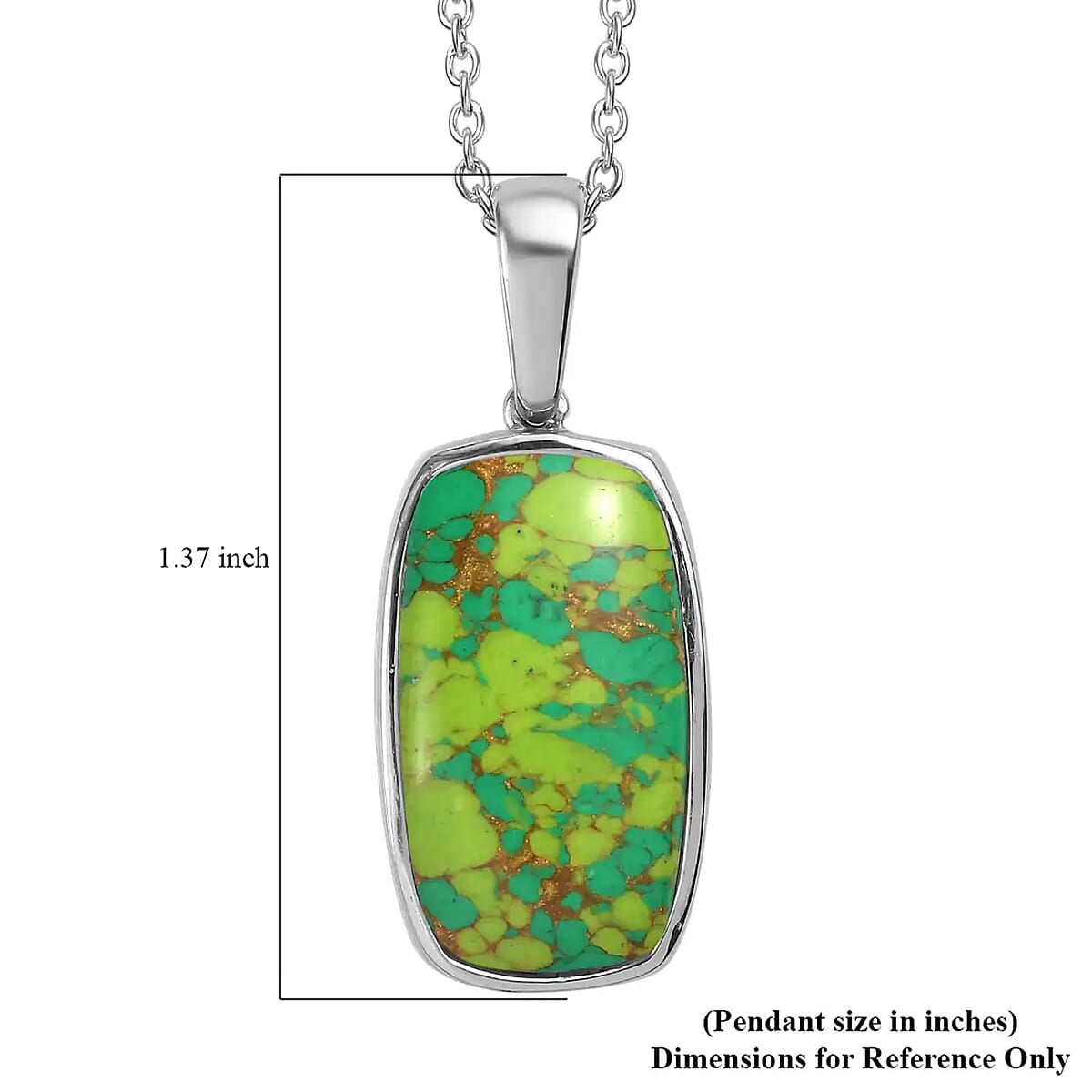 Mojave Green Turquoise Solitaire Pendant Necklace 20 Inches in Stainless Steel 18.15 ctw image number 6