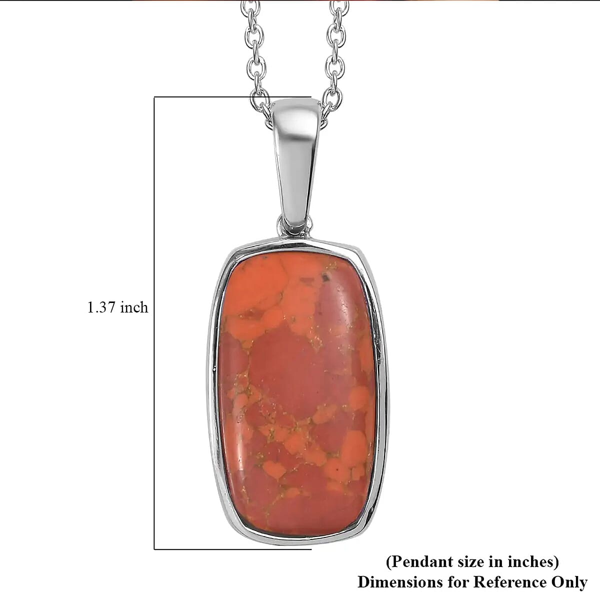 Mojave Orange Turquoise Solitaire Pendant Necklace 20 Inches in Stainless Steel 12.60 ctw image number 6