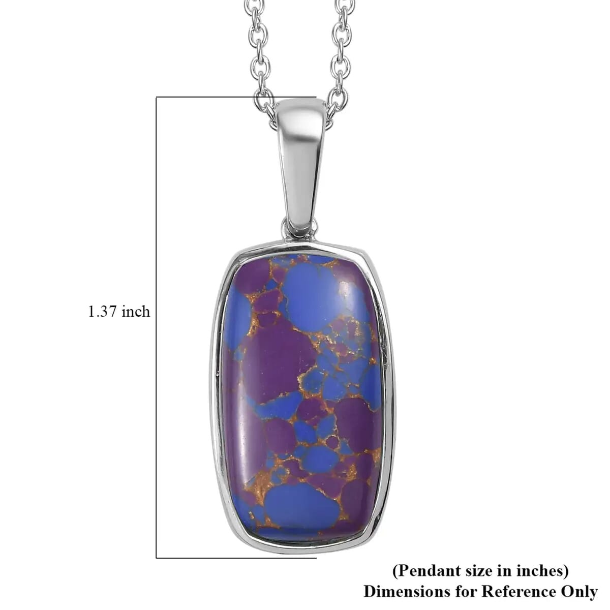Mojave Purple Turquoise Solitaire Pendant Necklace (20 Inches) in Stainless Steel 13.15 ctw image number 6
