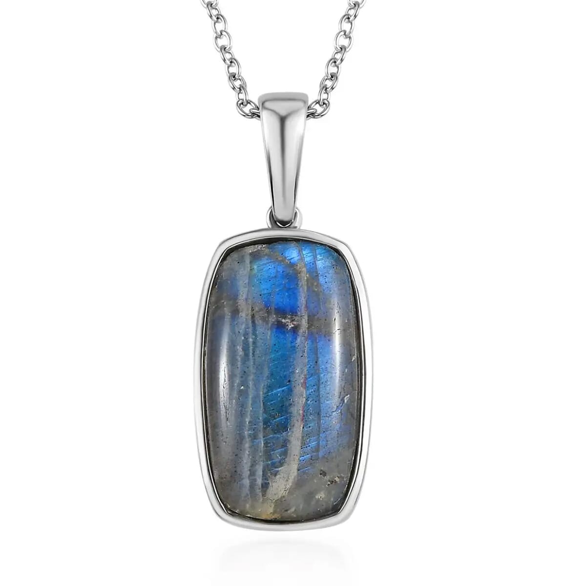 Malagasy Labradorite Solitaire Pendant Necklace 20 Inches in Stainless Steel 14.65 ctw image number 0