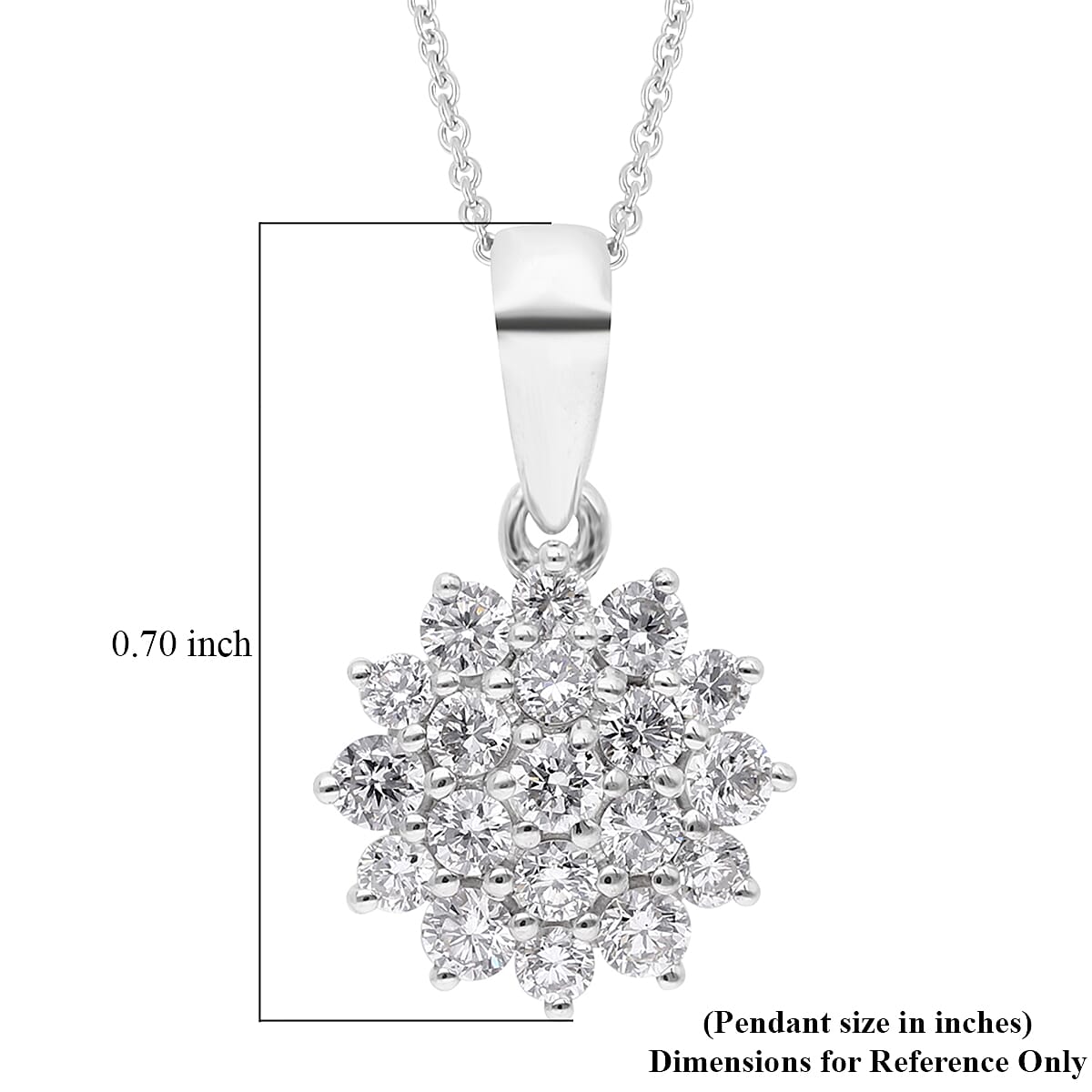 Lab Grown Diamond G-H SI Floral Pendant Necklace 16-18 Inches in Platinum Over Sterling Silver 0.50 ctw image number 5