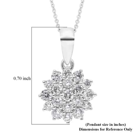 14k White Gold Diamond Flower Cluster Heart Pendant 16-18