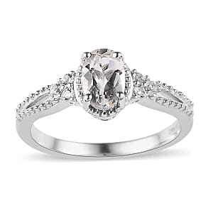 White Topaz Stud Earrings, Ring (Size 10.0) and Pendant in Platinum Over Sterling Silver with Stainless Steel Necklace 20 Inches 3.25 ctw