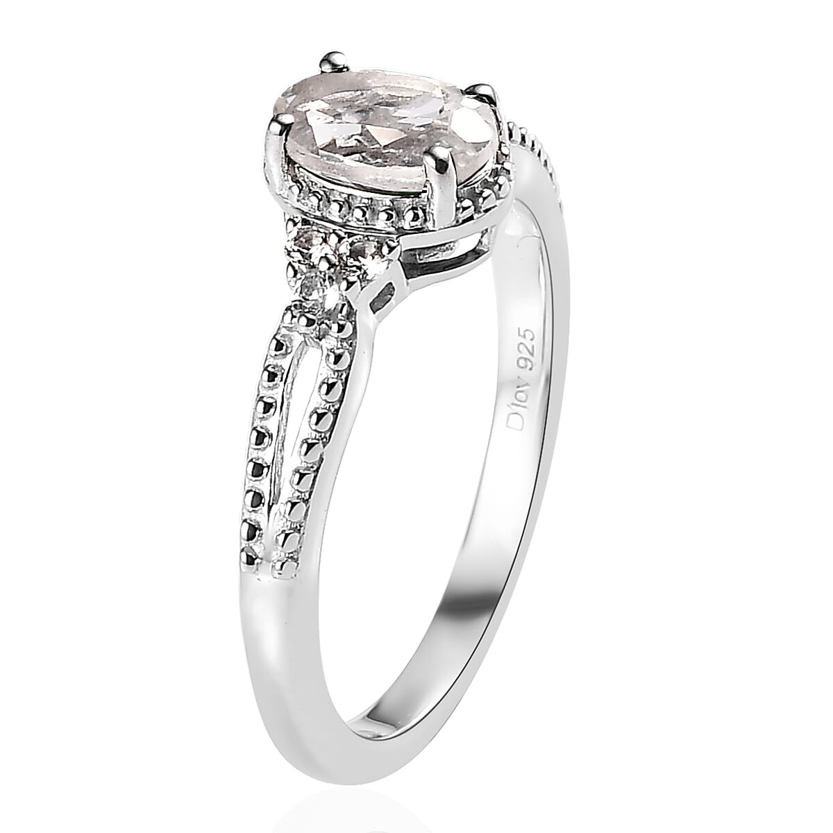 White Topaz Stud Earrings, Ring (Size 10.0) and Pendant in Platinum Over Sterling Silver with Stainless Steel Necklace 20 Inches 3.25 ctw image number 4