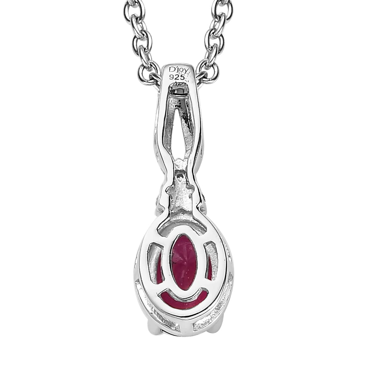 Niassa Ruby (FF), White Topaz Stud Earrings, Ring (Size 6.0) and Pendant in Platinum Over Sterling Silver with Stainless Steel Necklace 20 Inches 2.40 ctw image number 9
