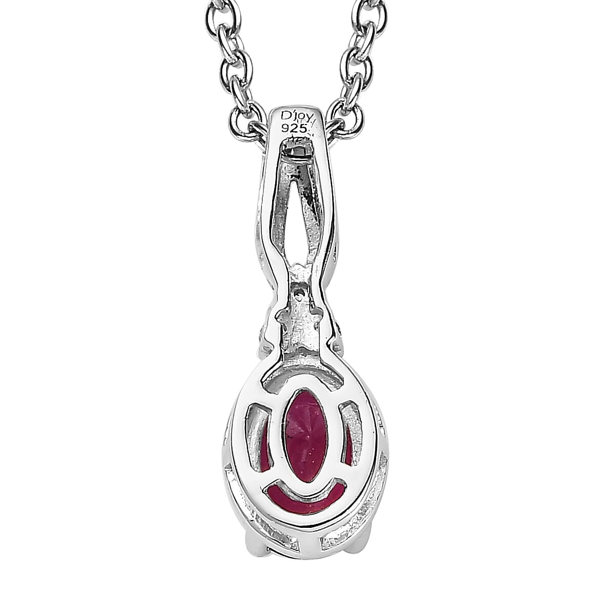 Niassa Ruby (FF), White Topaz Stud Earrings, Ring (Size 9.0) and Pendant in Platinum Over Sterling Silver with Stainless Steel Necklace 20 Inches 2.40 ctw image number 9