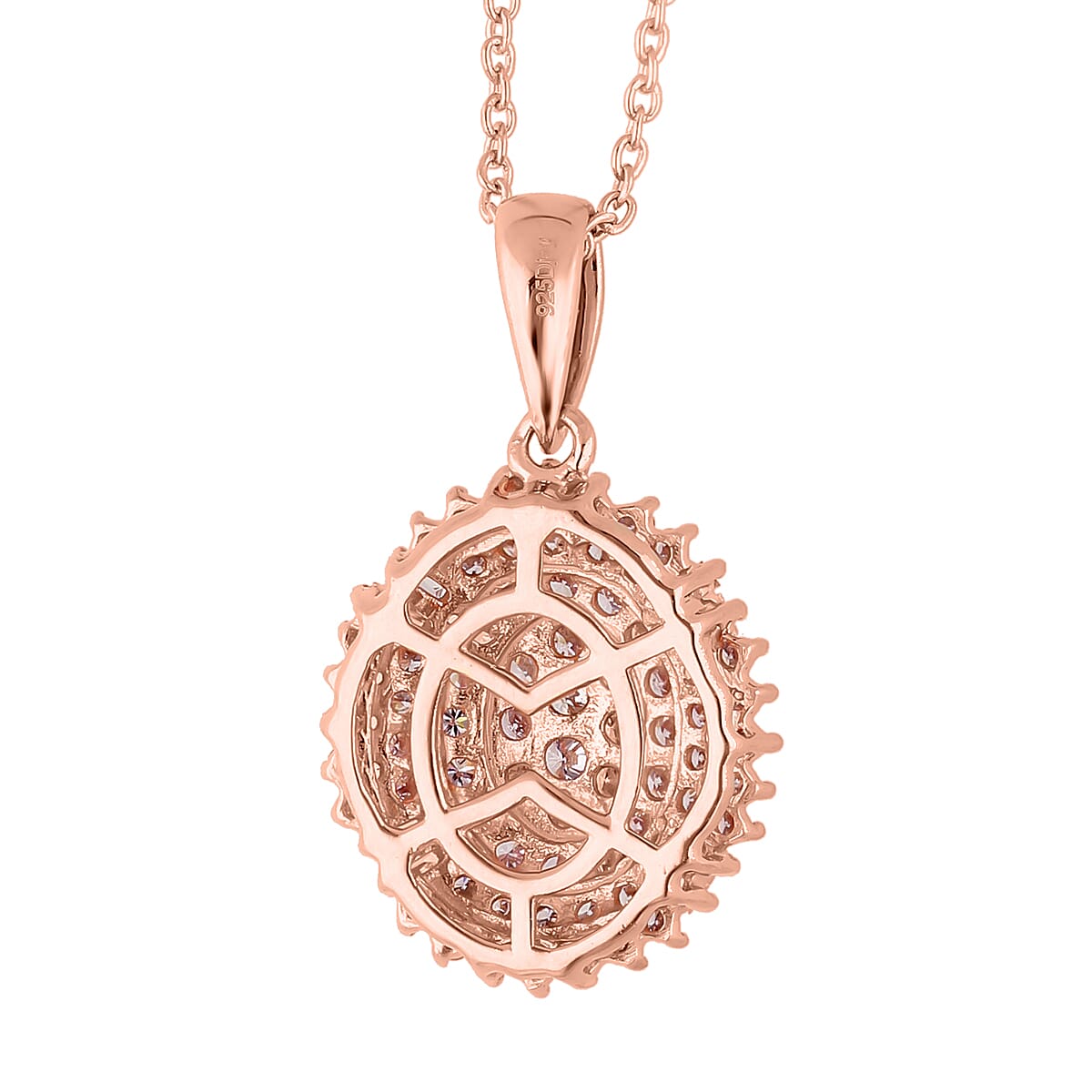 Natural Pink Diamond I3 Cluster Pendant Necklace 16-18 Inches in Vermeil Rose Gold Over Sterling Silver 0.50 ctw