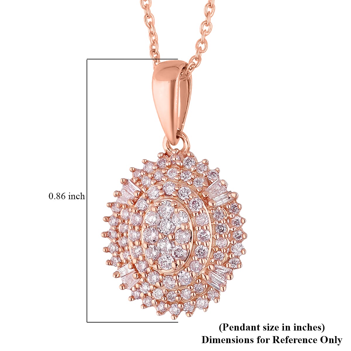 Buy Natural Pink Diamond I3 Cluster Pendant Necklace 16-18 Inches