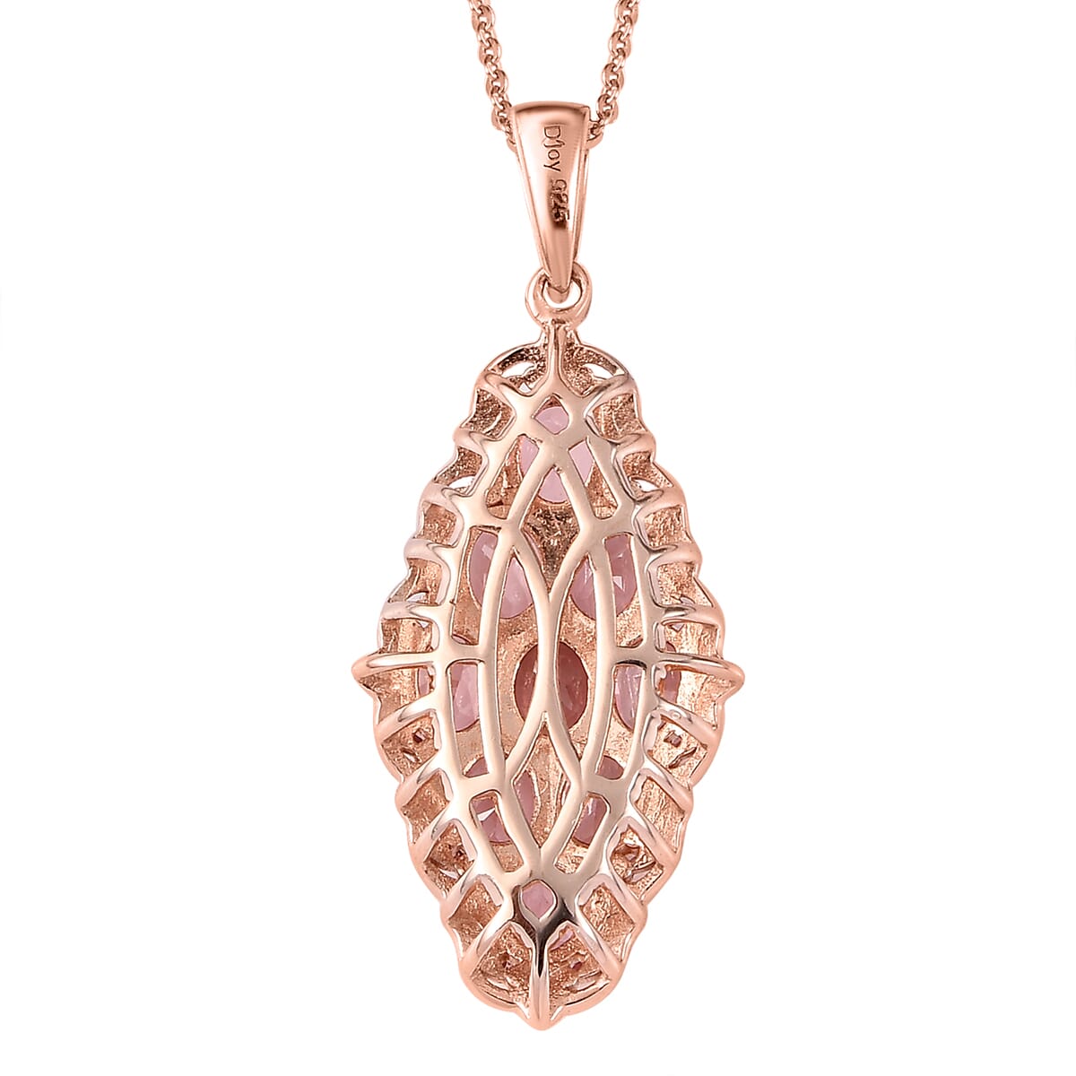 Premium Blush Tourmaline Elongated Pendant Necklace 20 Inches in Vermeil Rose Gold Over Sterling Silver 2.75 ctw image number 4