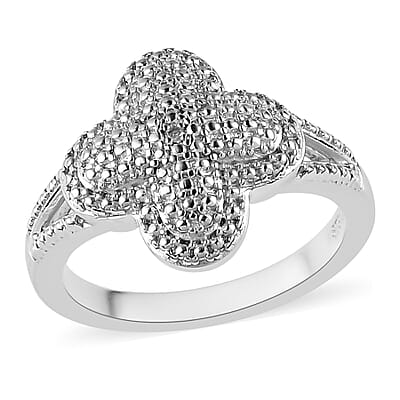 Karis Diamond Accent Ring (Size 5.0) and Pendant in Platinum Bond with Stainless Steel Necklace 20 Inches
