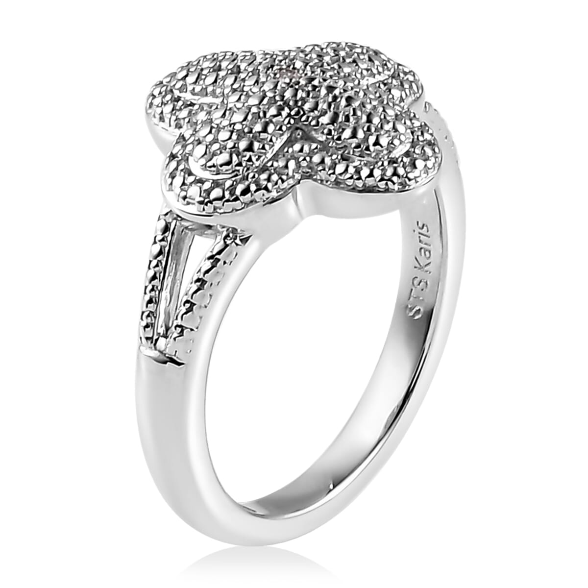 Karis Diamond Accent Ring (Size 5.0), Pendant in Platinum Bond with Stainless Steel Necklace (20 Inches) image number 4