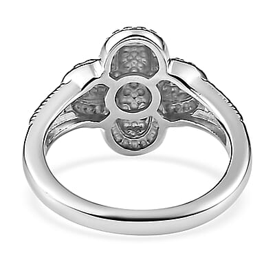 Karis Diamond Accent Ring (Size 5.0) and Pendant in Platinum Bond with Stainless Steel Necklace 20 Inches