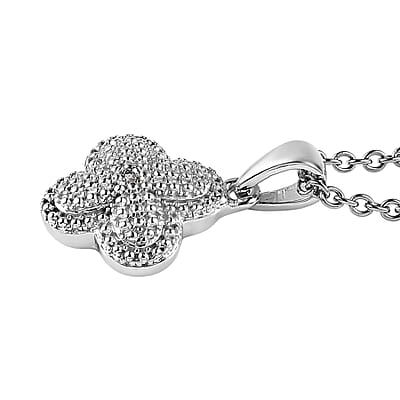 Karis Diamond Accent Ring (Size 5.0) and Pendant in Platinum Bond with Stainless Steel Necklace 20 Inches