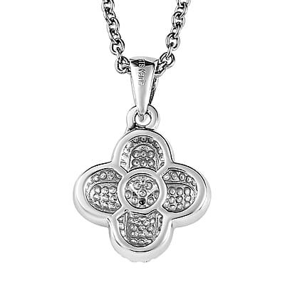 Karis Diamond Accent Ring (Size 5.0) and Pendant in Platinum Bond with Stainless Steel Necklace 20 Inches