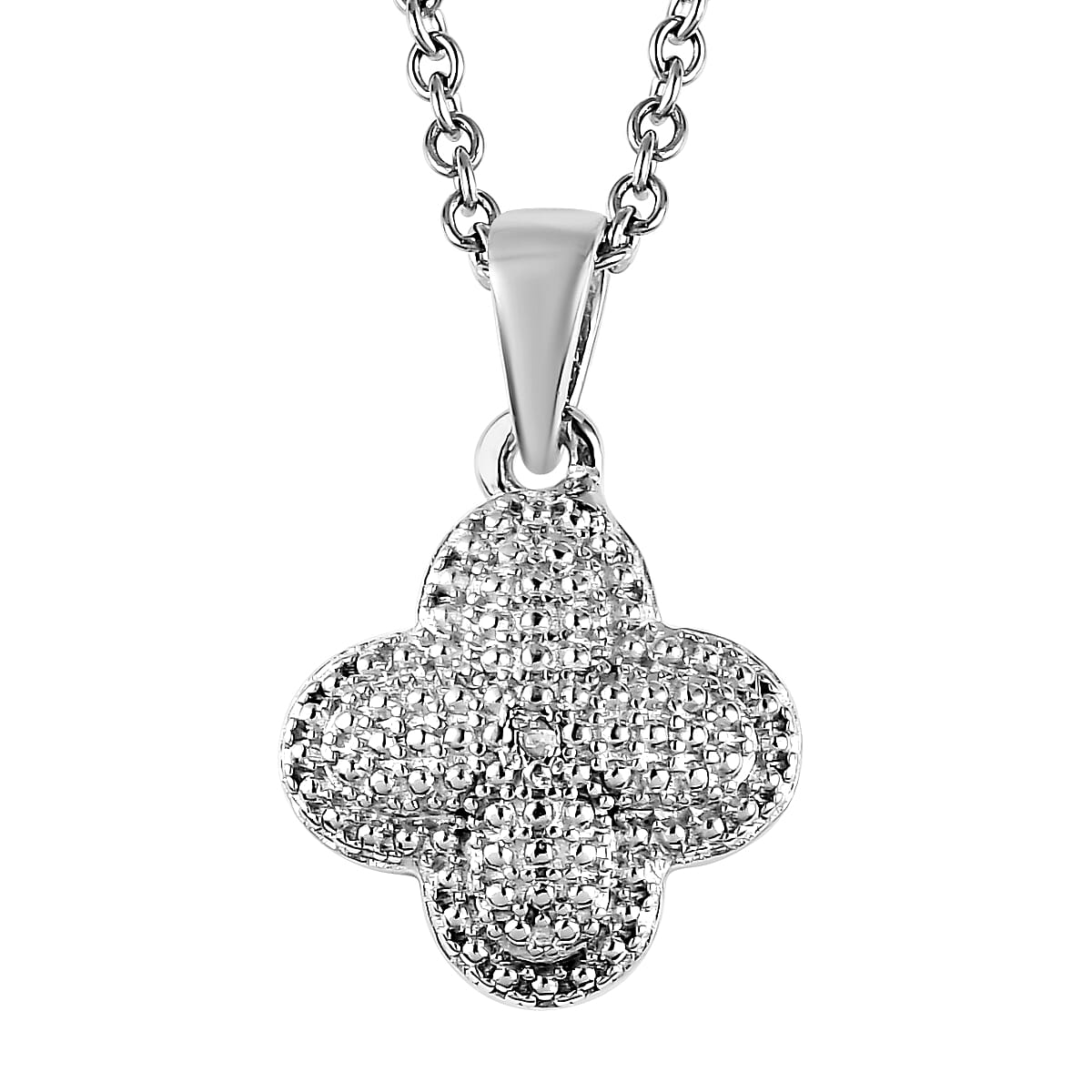Karis Diamond Accent Ring (Size 9.0) and Pendant in Platinum Bond with Stainless Steel Necklace 20 Inches image number 6