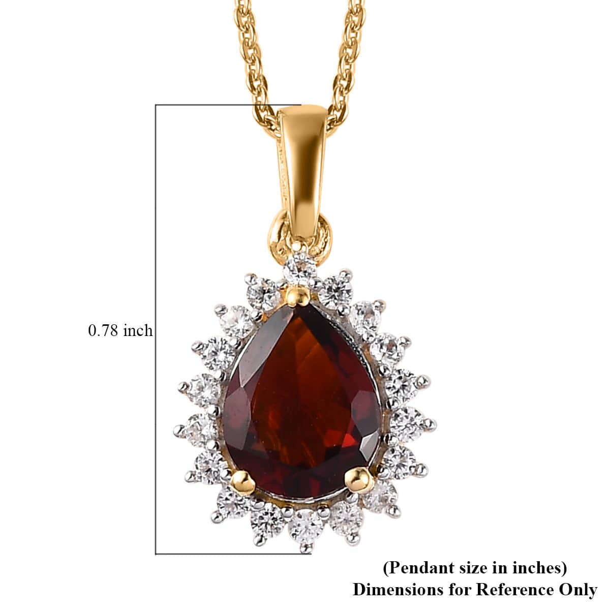 Premium Brazilian Cherry Citrine and White Zircon Halo Pendant Necklace 20 Inches in Vermeil Yellow Gold Over Sterling Silver 1.60 ctw image number 6