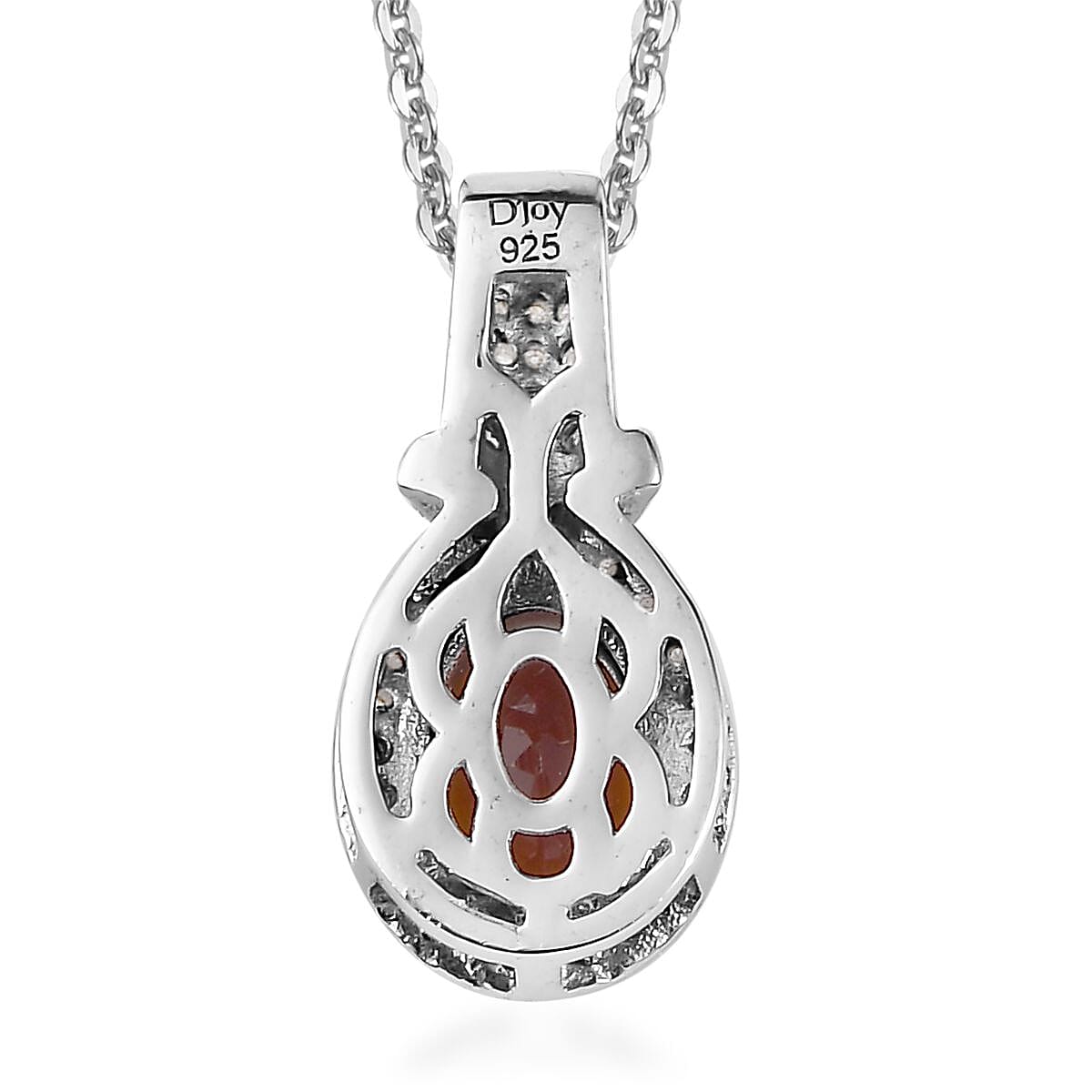 Premium Brazilian Cherry Citrine and Moissanite Pendant Necklace 20 Inches in Platinum Over Sterling Silver 1.35 ctw