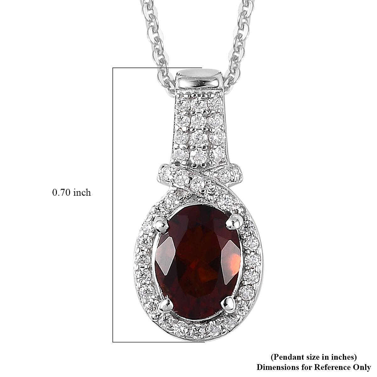 Premium Brazilian Cherry Citrine and Moissanite Pendant Necklace 20 Inches in Platinum Over Sterling Silver 1.35 ctw