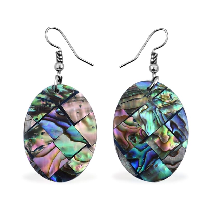Abalone Shell Necklace 20 Inches and Dangle Earrings in Sterling Silver