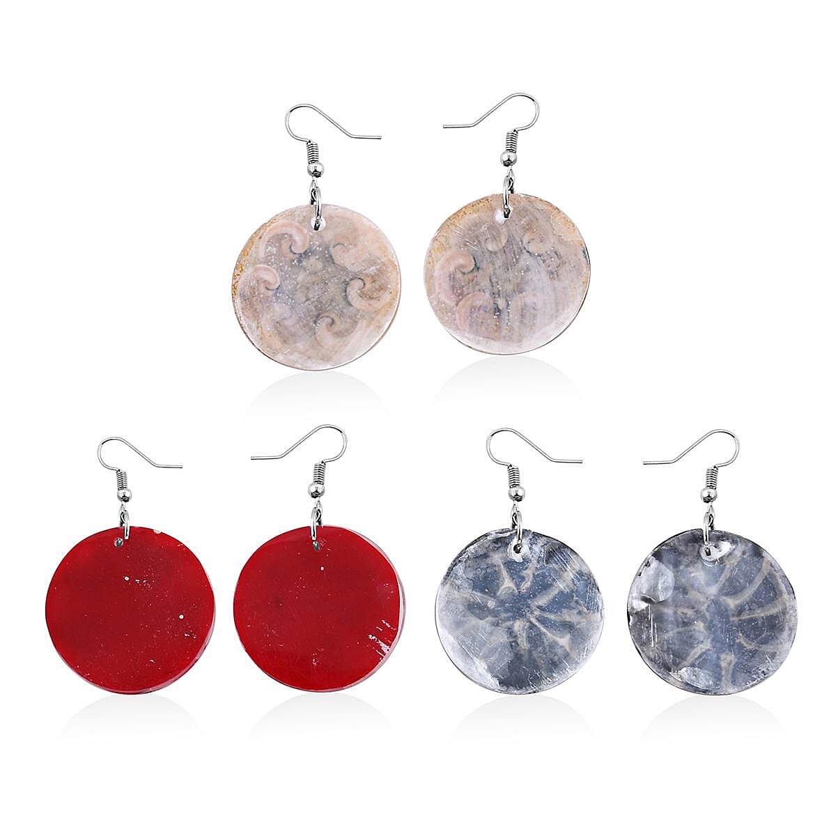 Set of 3 Resin Spider Net, Hurricane and Star Earrings in Sterling Silver image number 3