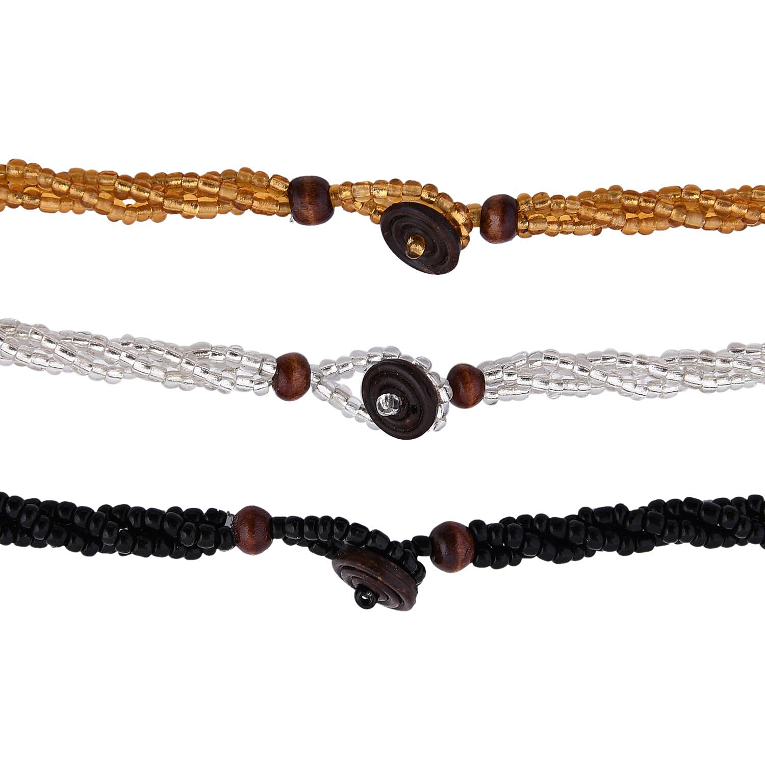 Resin Pendant Set of 3 Spider Net, Hurricane, and Star Motif With Matching Seed Beads Necklace (20 Inches)