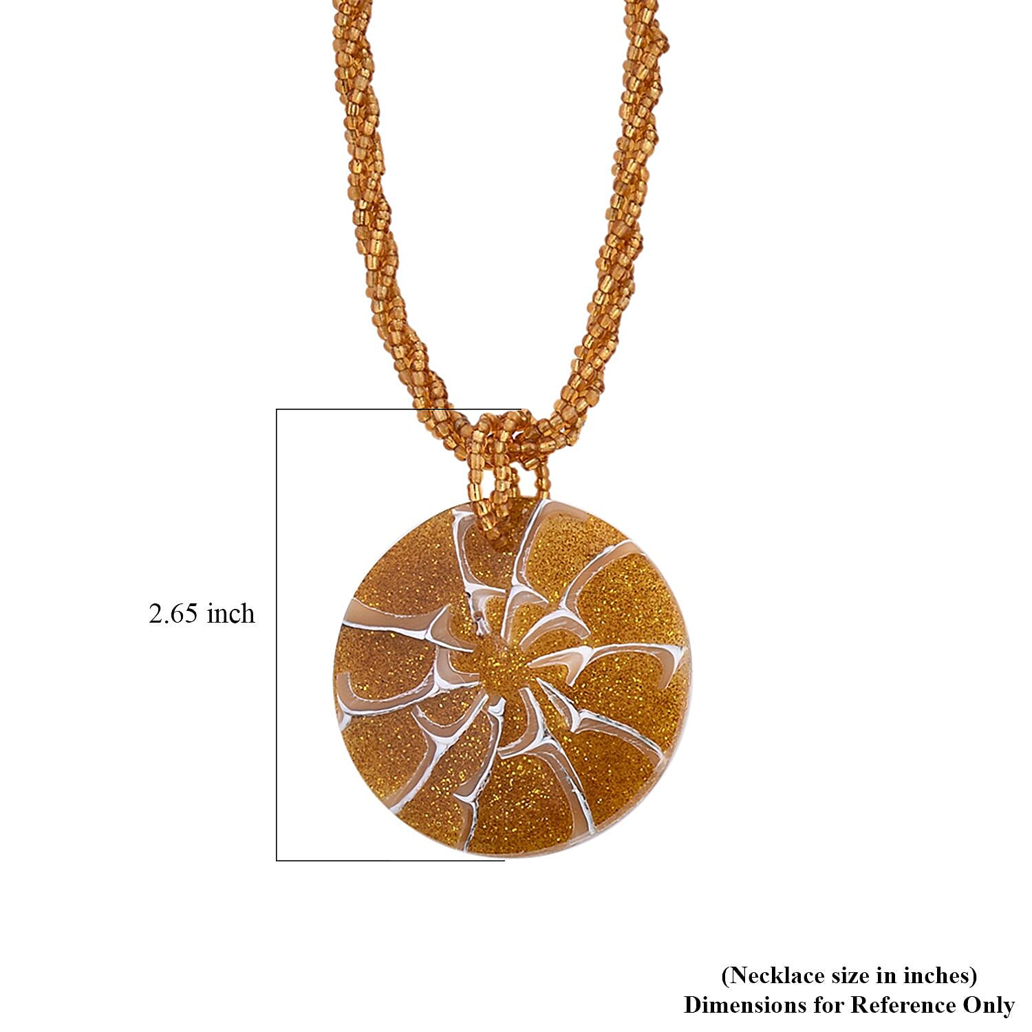 Resin Pendant Set of 3 Spider Net, Hurricane, and Star Motif With Matching Seed Beads Necklace (20 Inches)