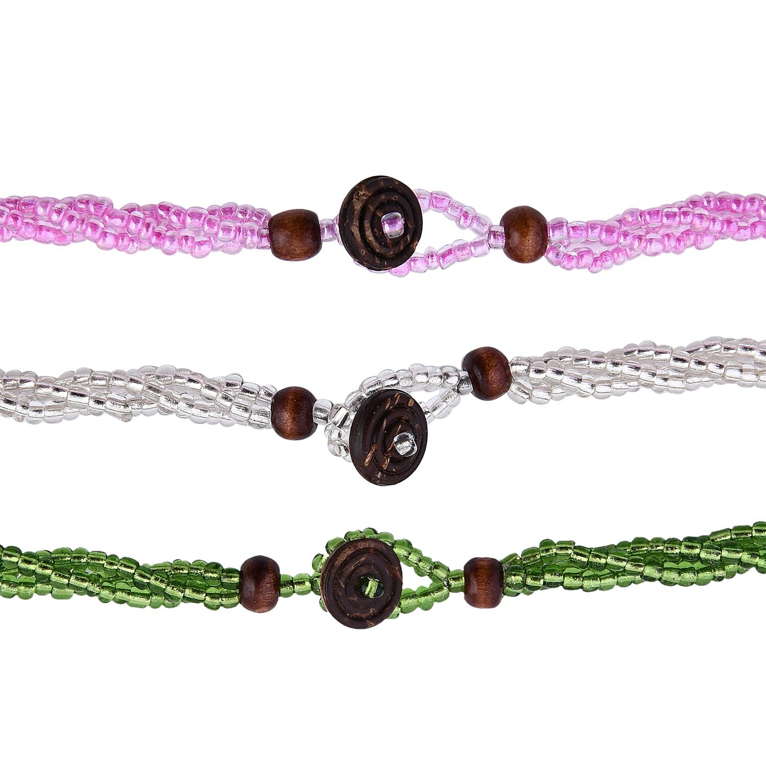 Multi Color Resin Pendant Set of 3 Spider Net, Hurricane, and Star Motif With Matching Seed Beads Necklace 20 Inches