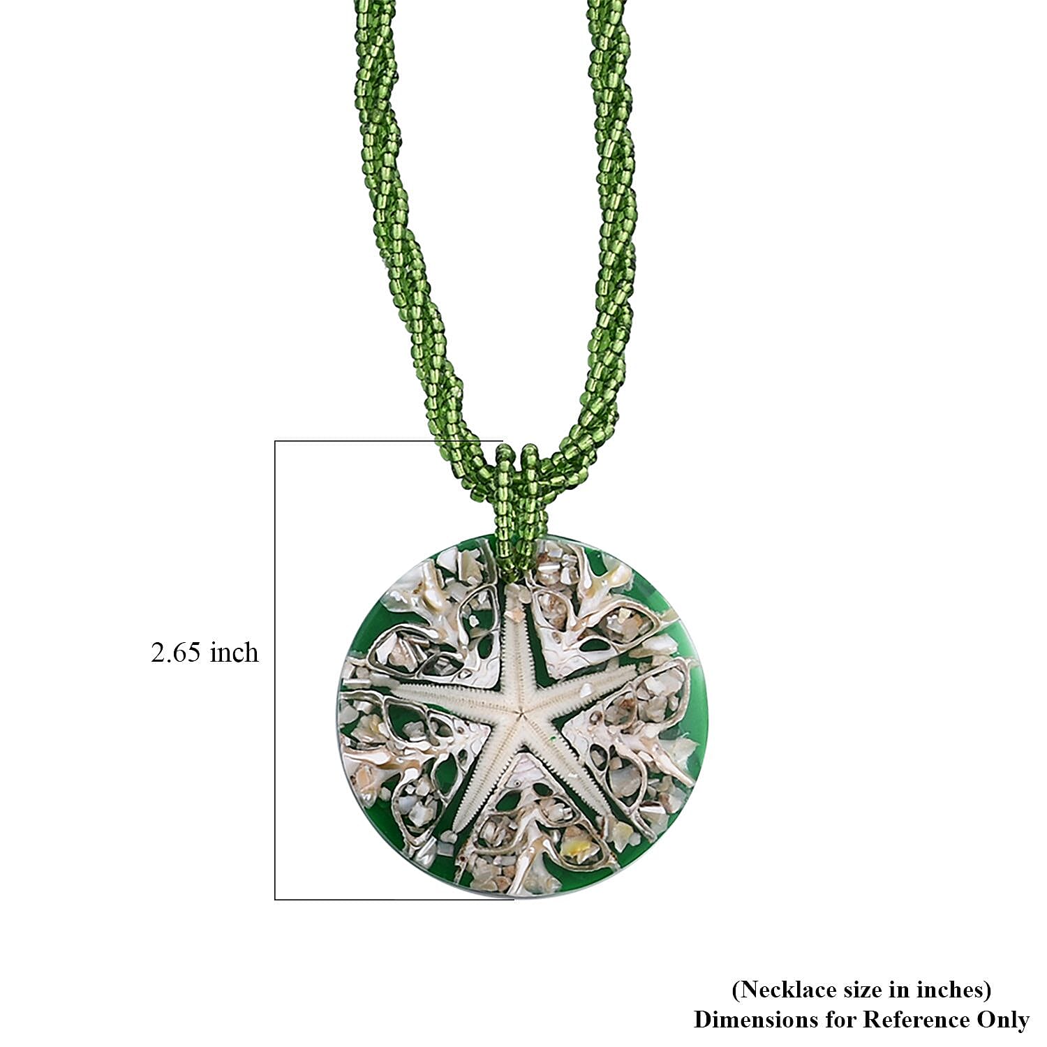 Multi Color Resin Pendant Set of 3 Spider Net, Hurricane, and Star Motif With Matching Seed Beads Necklace 20 Inches