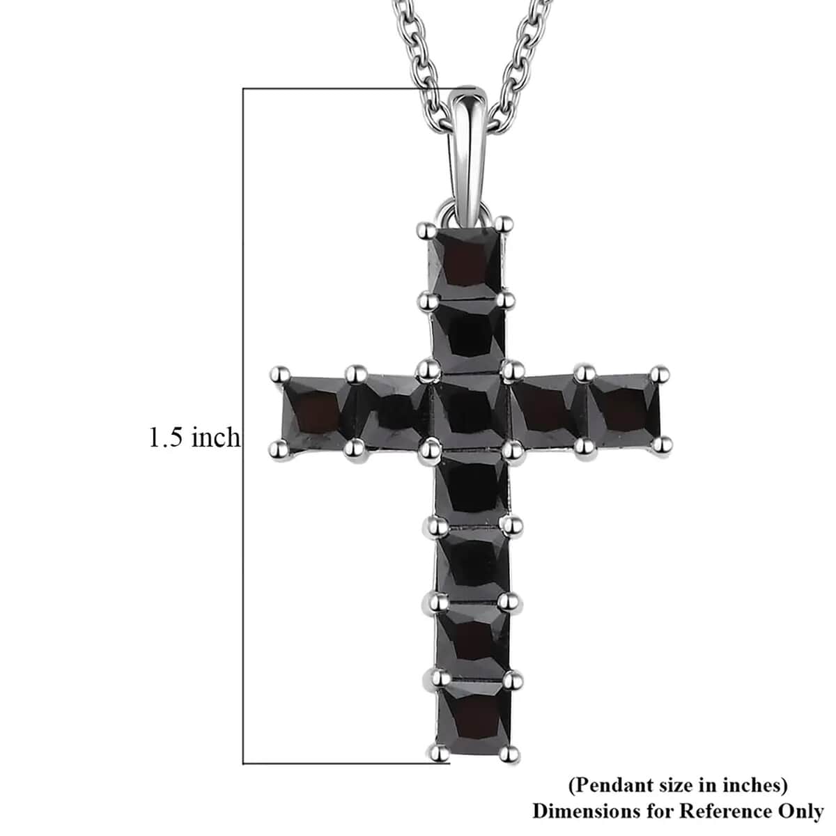 Simulated Black Diamond Cross Pendant in Platinum Over Sterling Silver with Stainless Steel Necklace 20 Inches image number 5