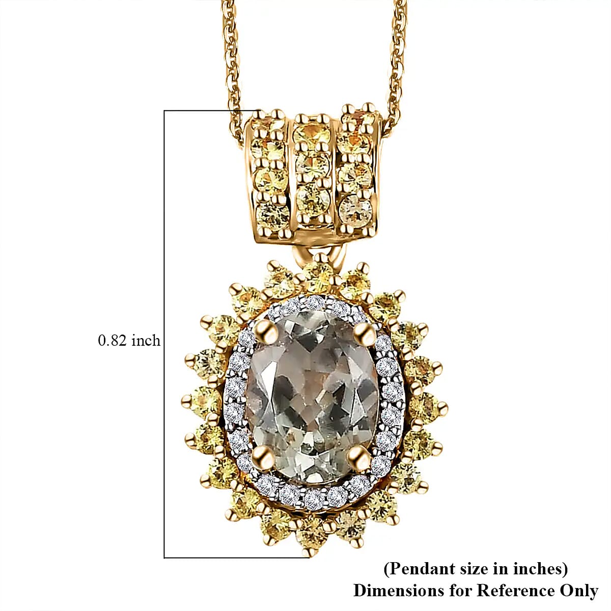 AAA Turkizite and Multi Gemstone Double Halo Pendant Necklace 20 Inches in Vermeil Yellow Gold Over Sterling Silver 2.00 ctw image number 6