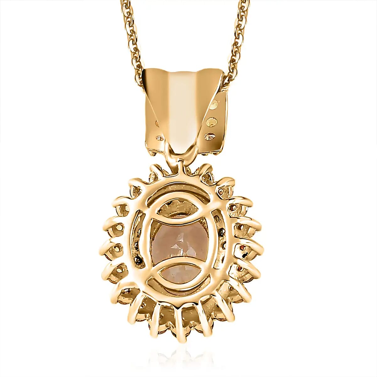 AAA Turkizite and Multi Gemstone Double Halo Pendant Necklace 20 Inches in Vermeil Yellow Gold Over Sterling Silver 2.00 ctw image number 8