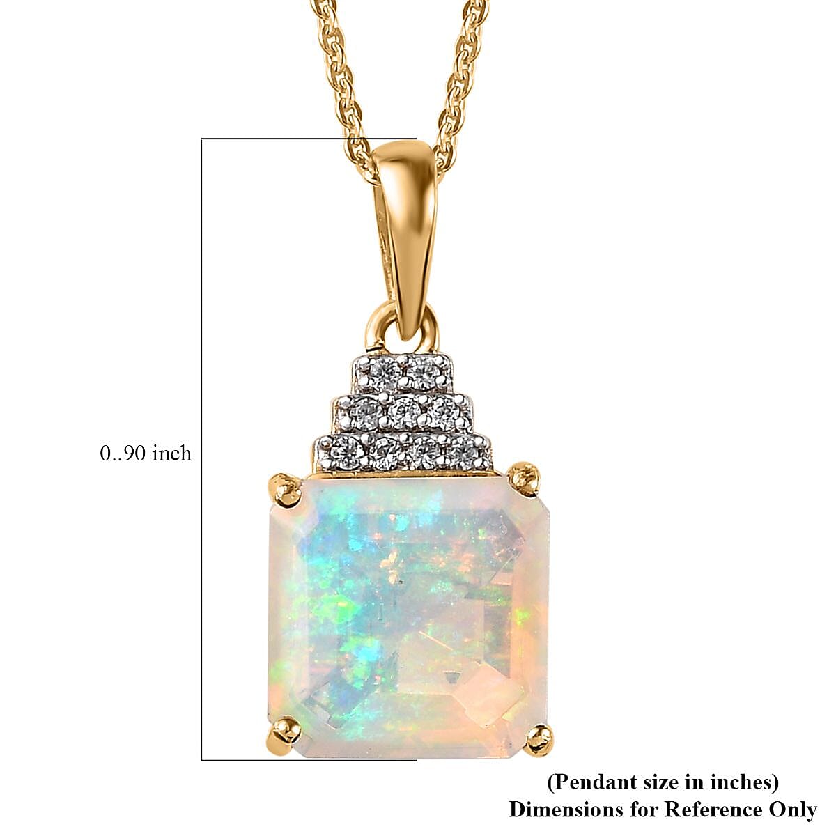 Premium Ethiopian Welo Opal and Multi Gemstone Pendant Necklace 20 Inches in Vermeil Yellow Gold Over Sterling Silver 3.35 ctw