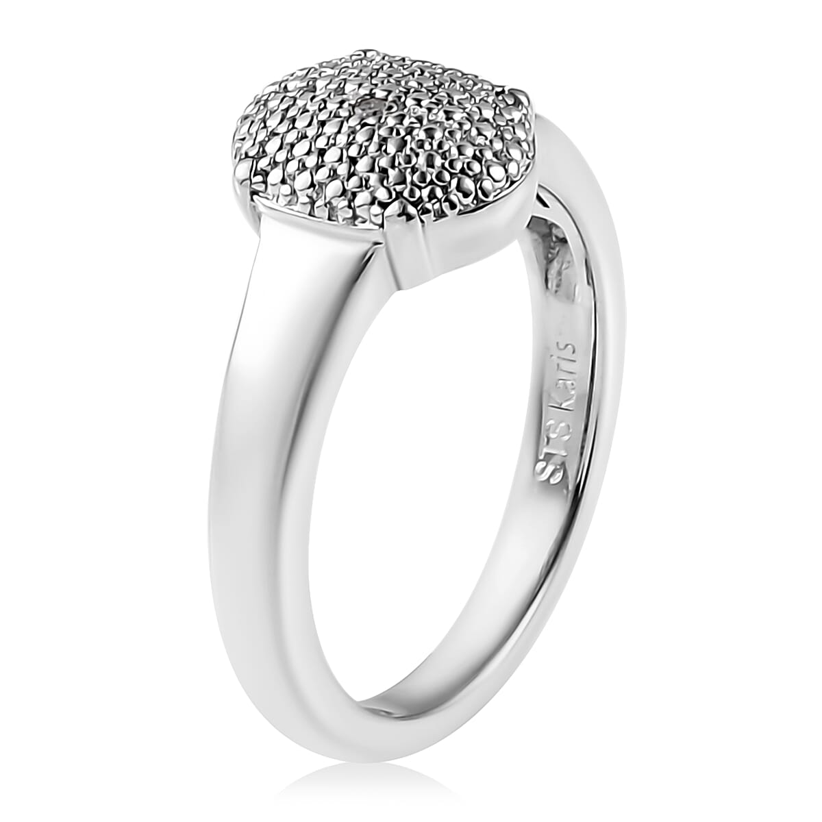 Karis Diamond Accent Ring (Size 6) and Pendant in Platinum Bond with Stainless Steel Necklace 20 Inches image number 4