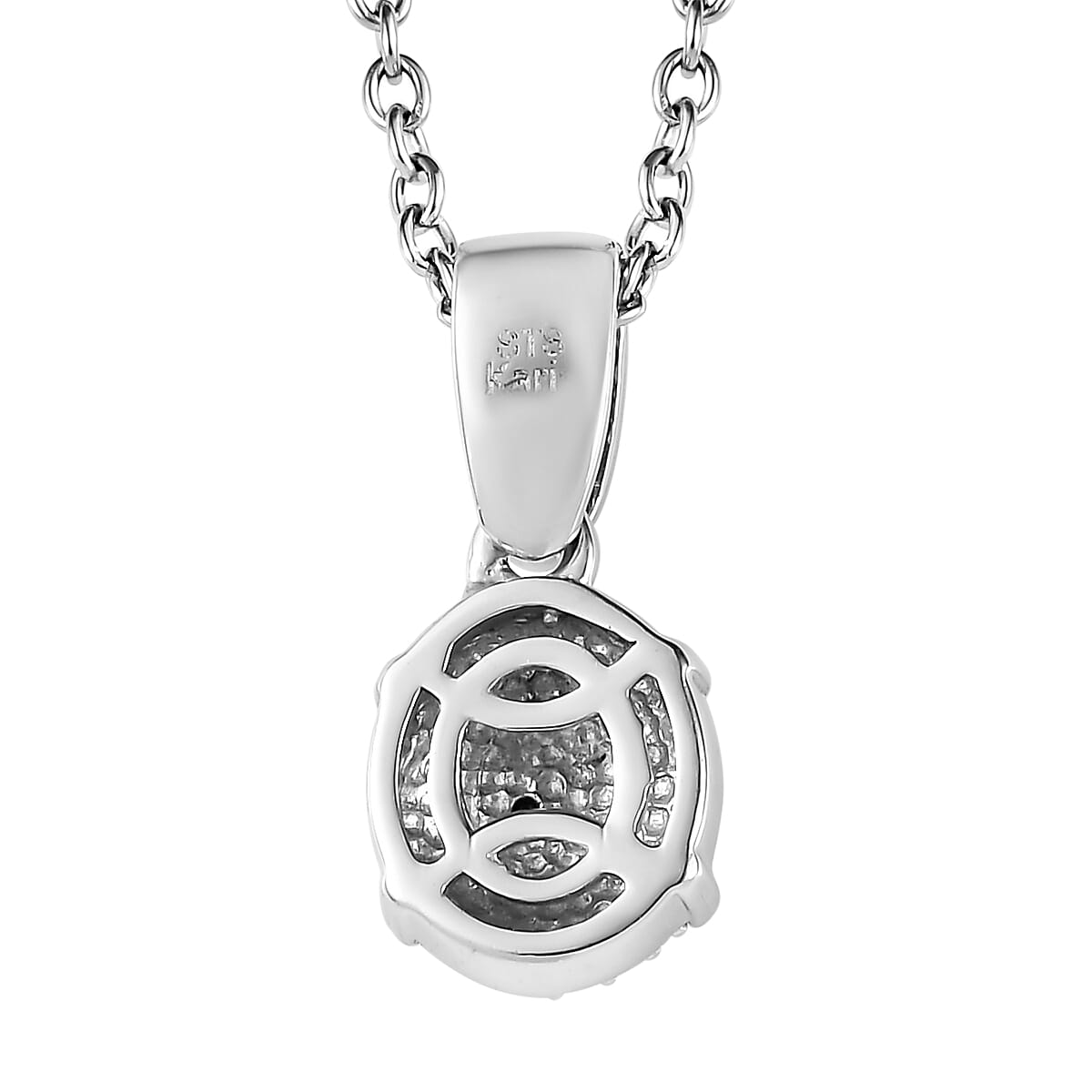 Karis Diamond Accent Ring (Size 6) and Pendant in Platinum Bond with Stainless Steel Necklace 20 Inches image number 8