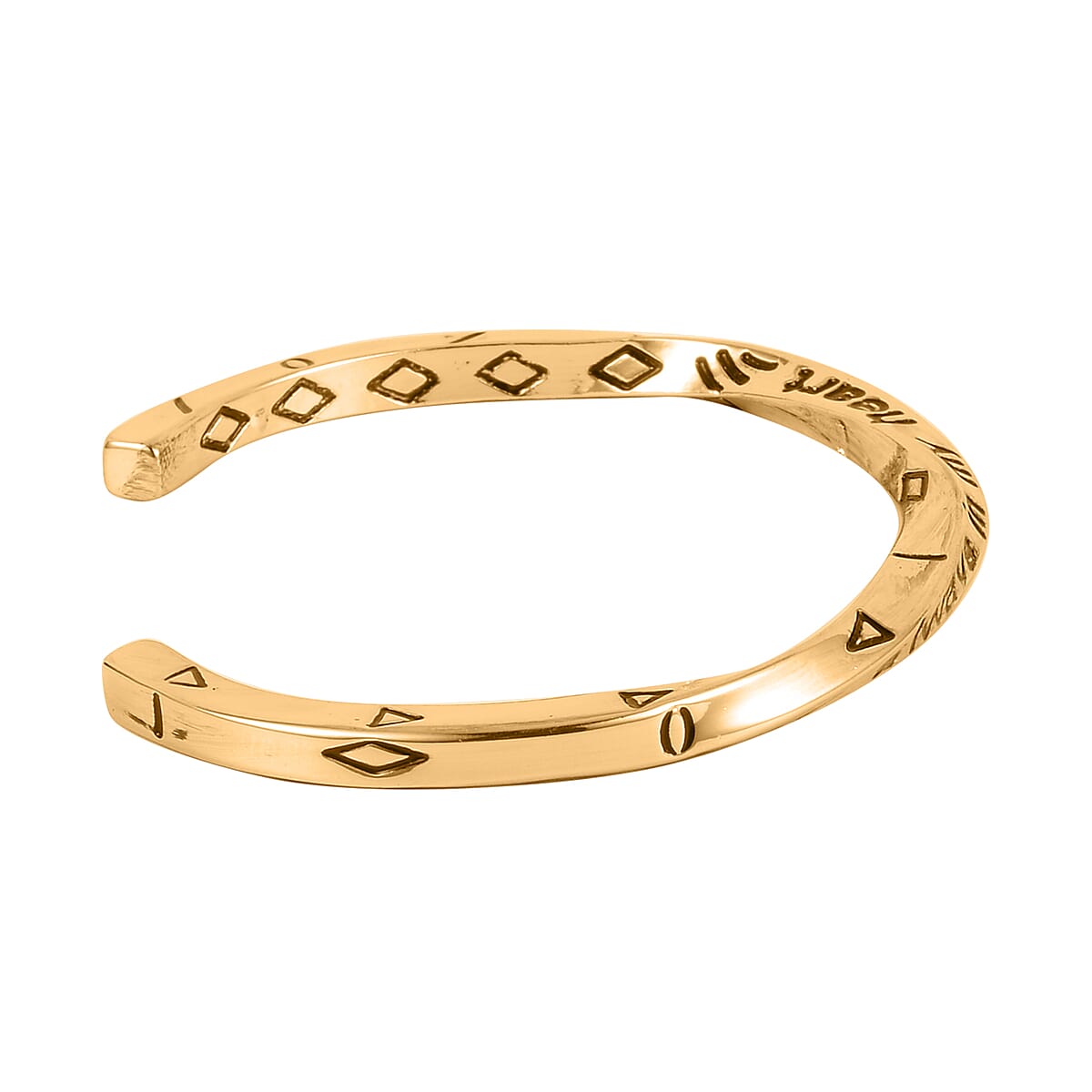 Yellow Tiger's Eye, Champagne Glass Set of 2 Stretch Bracelet and Cuff Bracelet (7.00In) in Goldtone 60.00 ctw image number 3