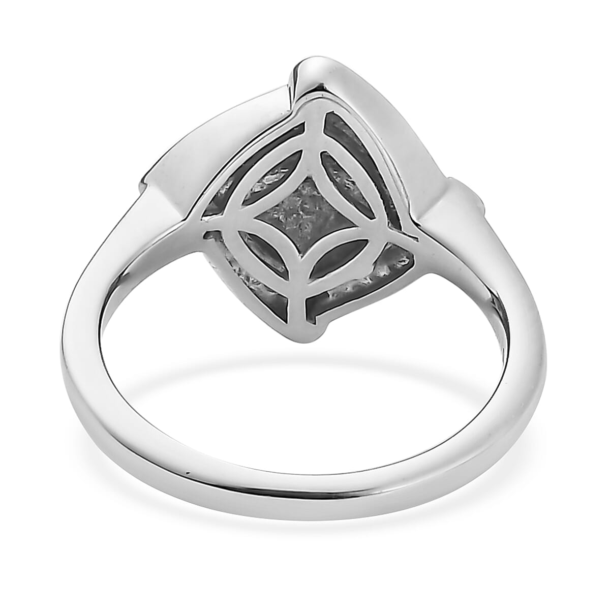 Karis Diamond Accent Ring (Size 6.0) and Pendant in Platinum Bond with Rhodium Over Stainless Steel Necklace 20 Inches image number 4