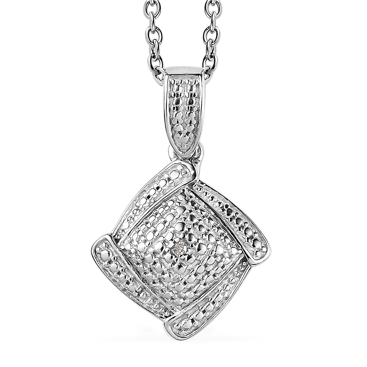 Karis Diamond Accent Ring (Size 6.0) and Pendant in Platinum Bond with Rhodium Over Stainless Steel Necklace 20 Inches image number 5