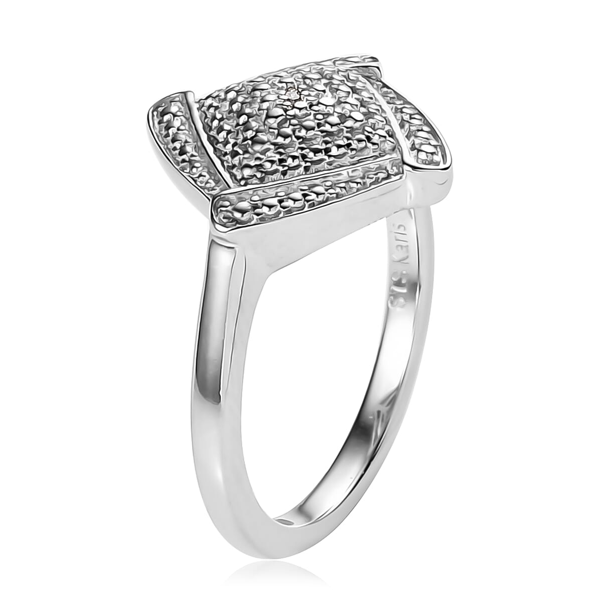 Karis Diamond Accent Ring (Size 11.0) and Pendant in Platinum Bond with Rhodium Over Stainless Steel Necklace 20 Inches image number 3