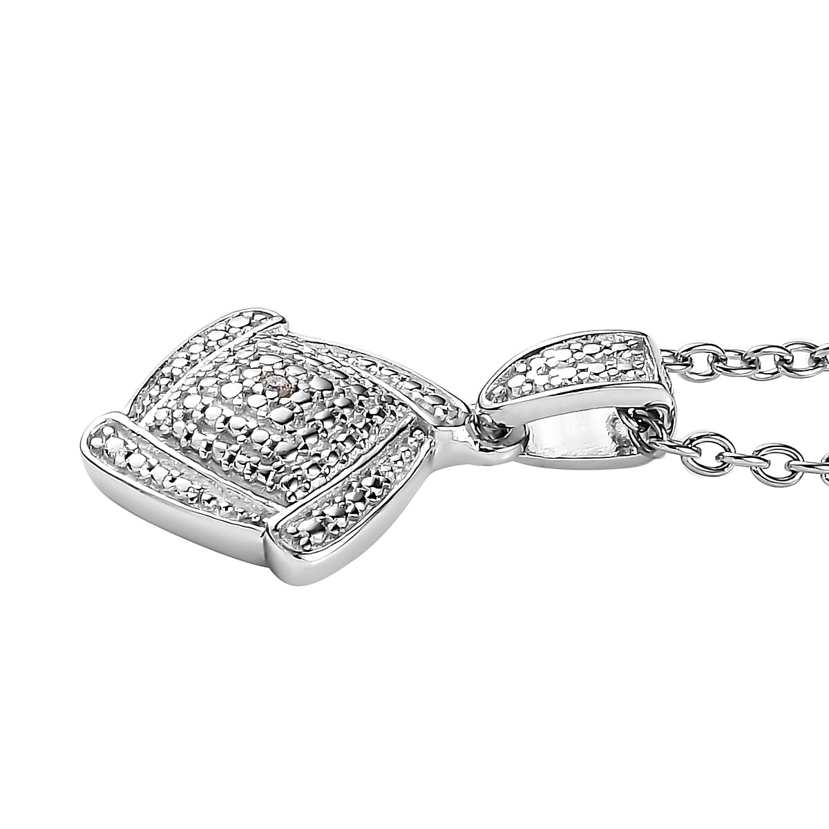 Karis Diamond Accent Ring (Size 11.0) and Pendant in Platinum Bond with Rhodium Over Stainless Steel Necklace 20 Inches image number 6