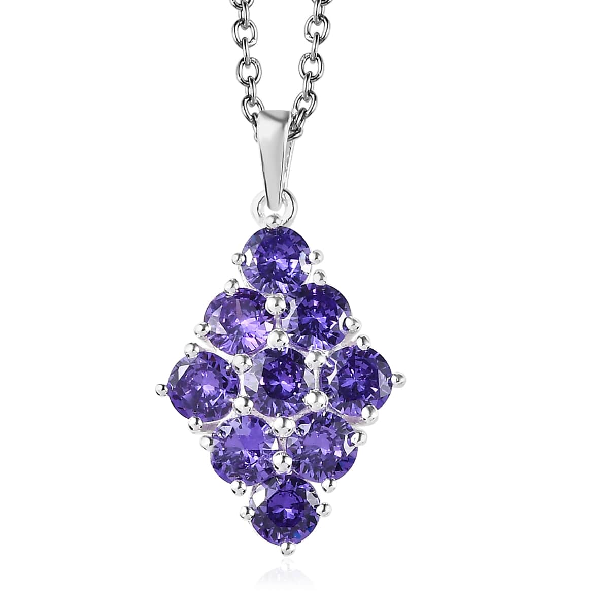 Simulated Blue Diamond Pendant in Sterling Silver with Stainless Steel Necklace 20 Inches 5.40 ctw image number 0