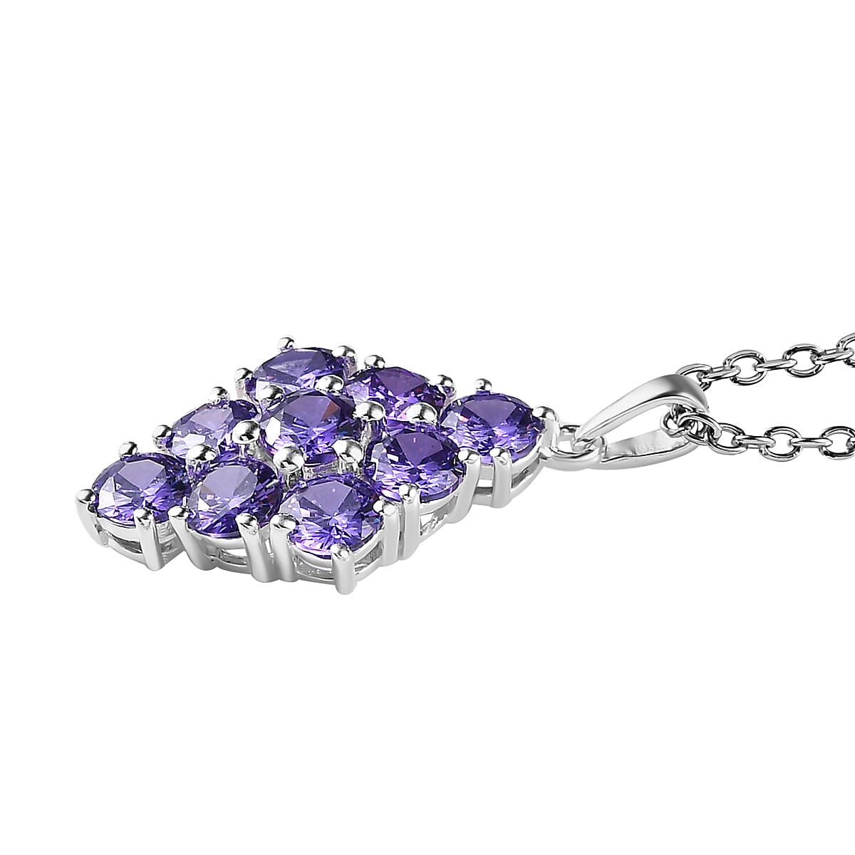 Simulated Blue Diamond Pendant in Sterling Silver with Stainless Steel Necklace 20 Inches 5.40 ctw