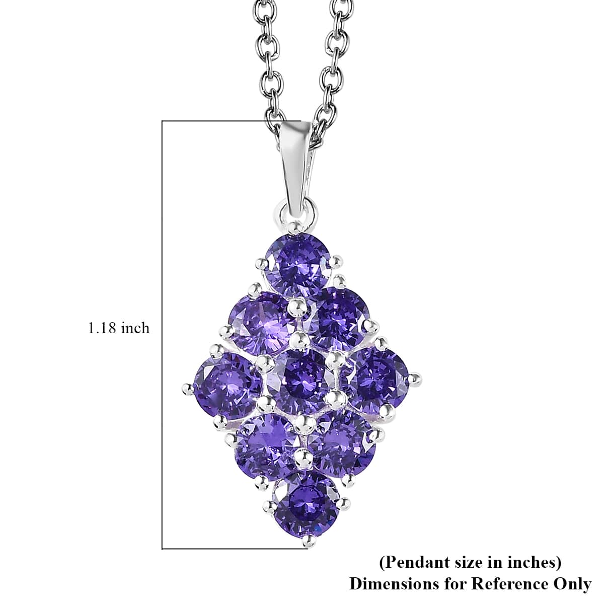 Simulated Blue Diamond Pendant in Sterling Silver with Stainless Steel Necklace 20 Inches 5.40 ctw image number 6